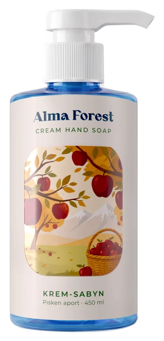 Alma Forest — Крем-мыло для рук «Спелый апорт», 450 мл: флакон с этикеткой