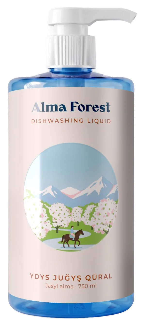 Alma Forest — Средство для мытья посуды «Зелёное яблоко», 750 мл: флакон с этикеткой
